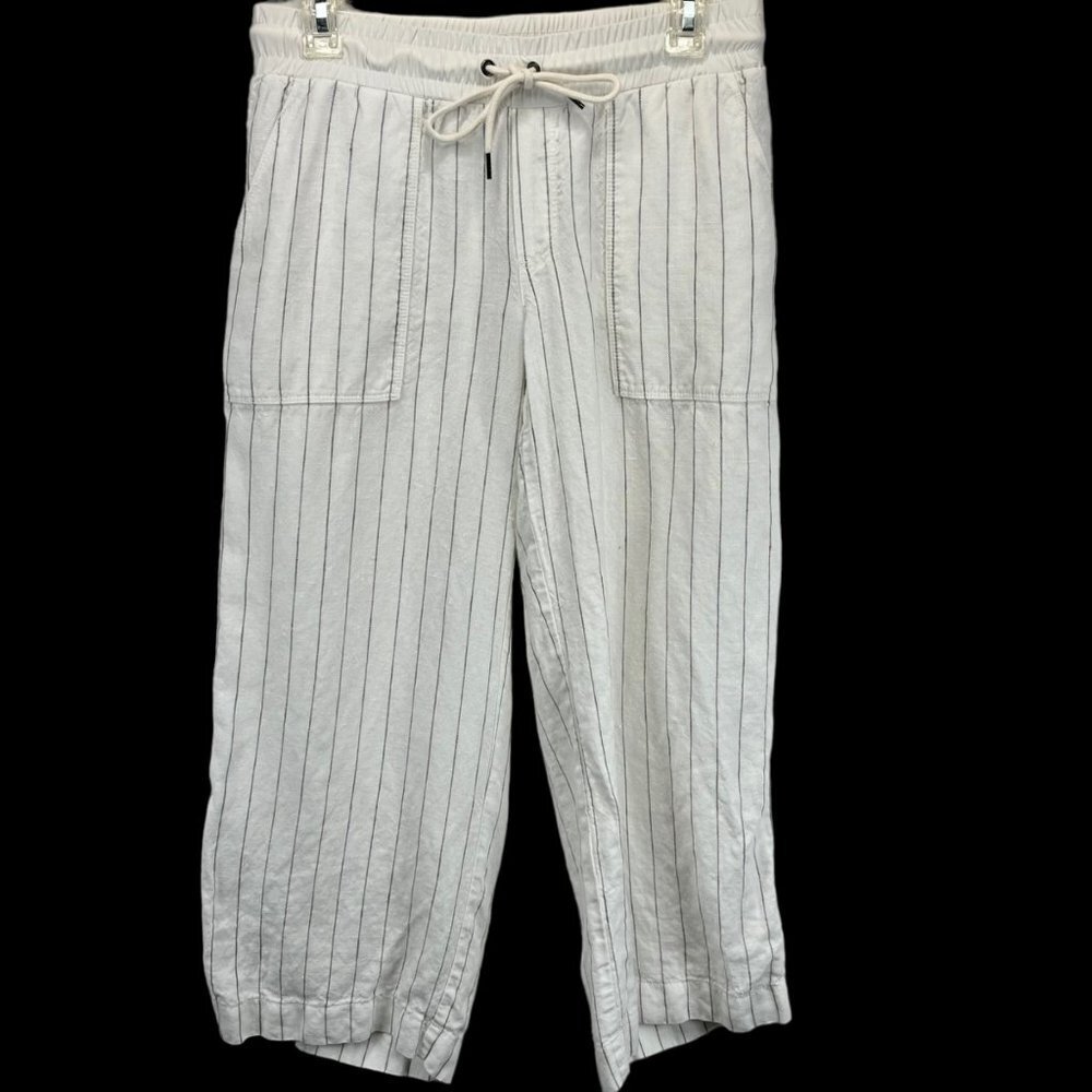 Athleta White Striped Wide Leg Pants